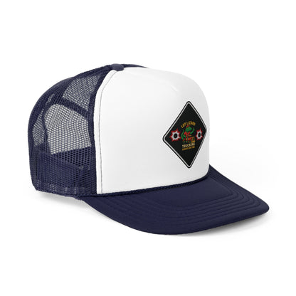 Lot Lizard Trucking Hat – Always on Time Trucker Cap | Bold Funny Road Sign Design for Diesel Junkies & Big Rig Fans – Dark Navy Hats for casual trucker (23 view)