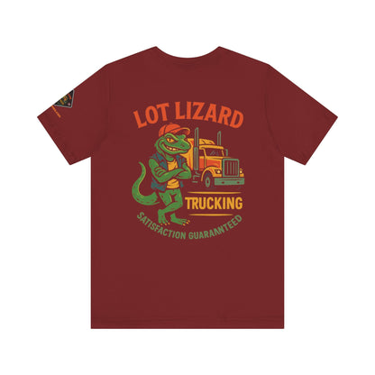 Lot Lizard Trucking Tee – Satisfaction Guaranteed | Funny Trucker Shirt – Black T-Shirt for Casual Everyday Wear (2 view)