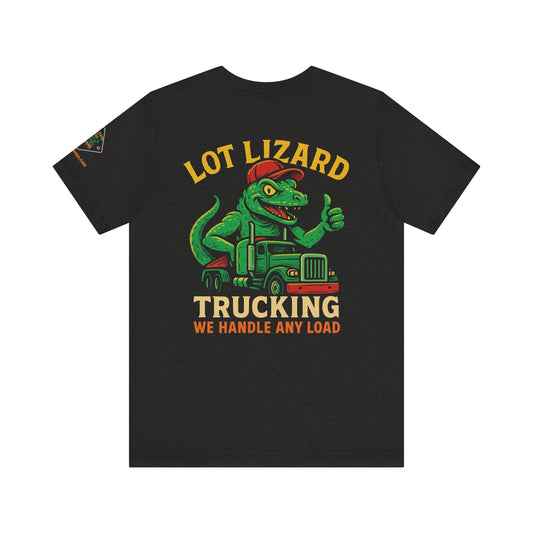 Lot Lizard Trucking Tee – We Handle Any Load with Style | Funny Trucker Shirt – Black T-Shirt for Best Sellers (2 view)