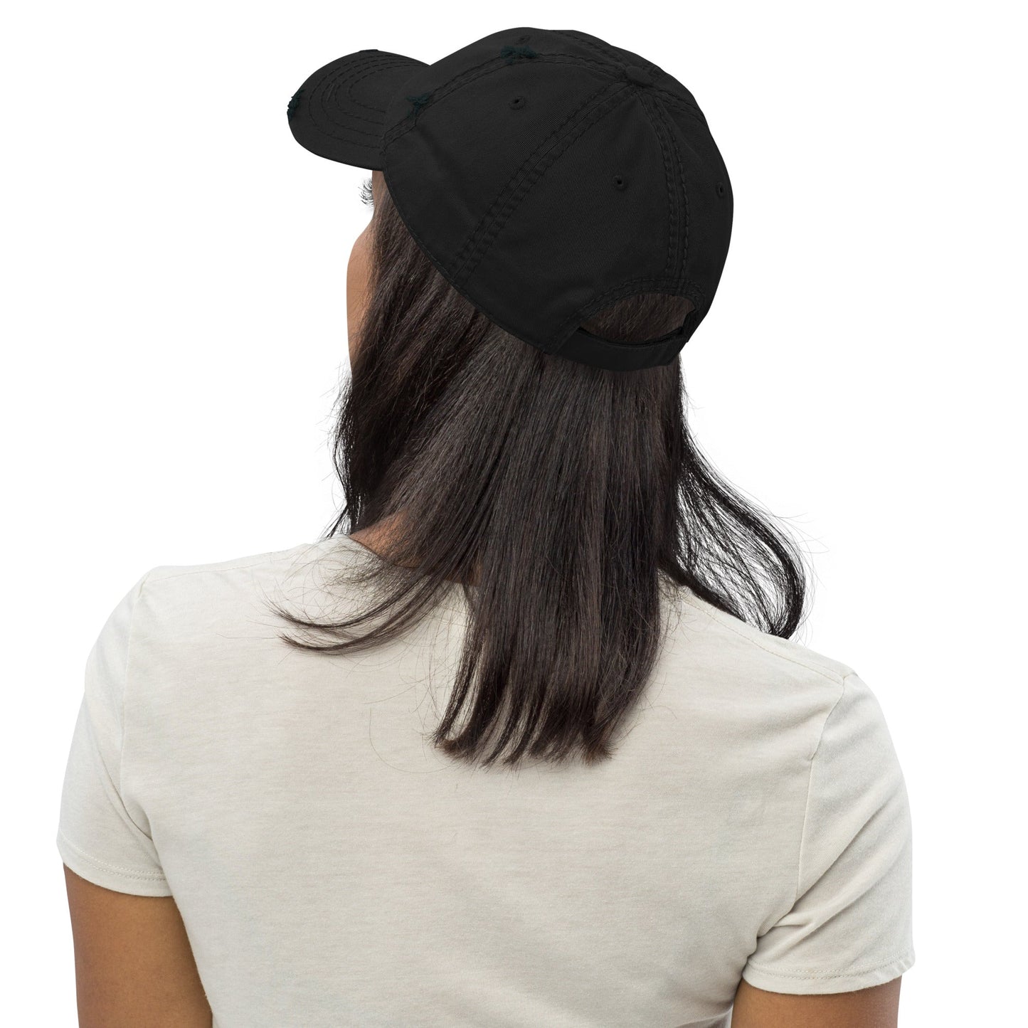 Lot Lizard Trucking Trucker Hat – Always On Time | Dark Hauler Edition Distressed Dad Hat – Black Hats for [design name] (3 view)
