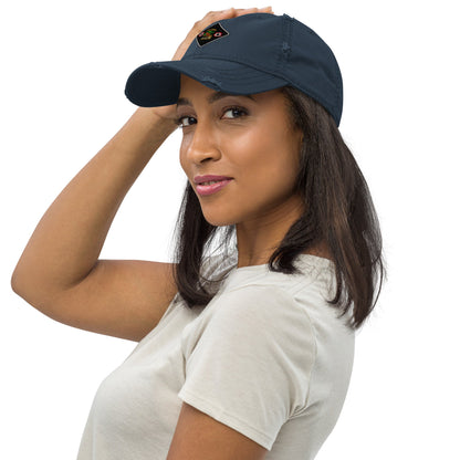 Lot Lizard Trucking Trucker Hat – Always On Time | Dark Hauler Edition Distressed Dad Hat – Navy Hats for [design name] (7 view)
