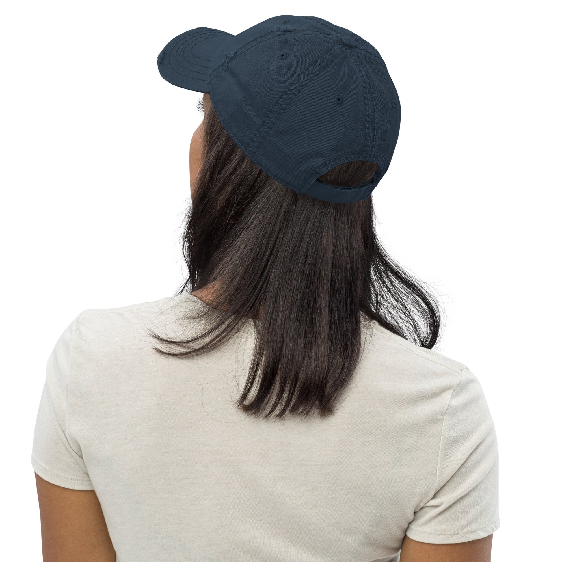 Lot Lizard Trucking Trucker Hat – Always On Time | Dark Hauler Edition Distressed Dad Hat – Navy Hats for [design name] (6 view)