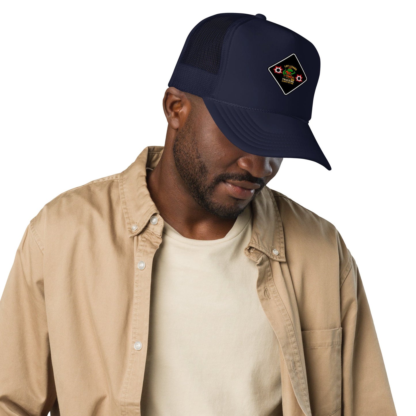 Lot Lizard Trucking Trucker Hat – Always On Time | Dark Hauler Edition – Navy Hats for [design name] (2 view)