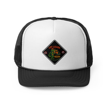 Lot Lizard Trucking Trucker Hat - Satisfaction Guaranteed | Funny Road Sign Cap for Truckers – Black Hats for casual trucker (1 view)
