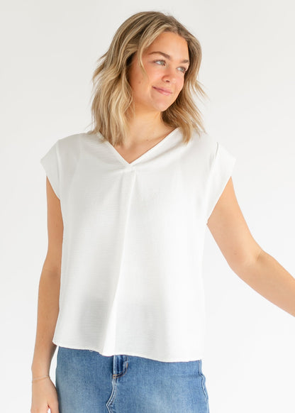 Madison V - neck Short Sleeve Flowy Top – XS IC Tops for glow - up collection (4 view)