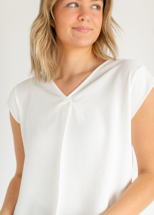 Madison V - neck Short Sleeve Flowy Top – XS IC Tops for glow - up collection (1 view)