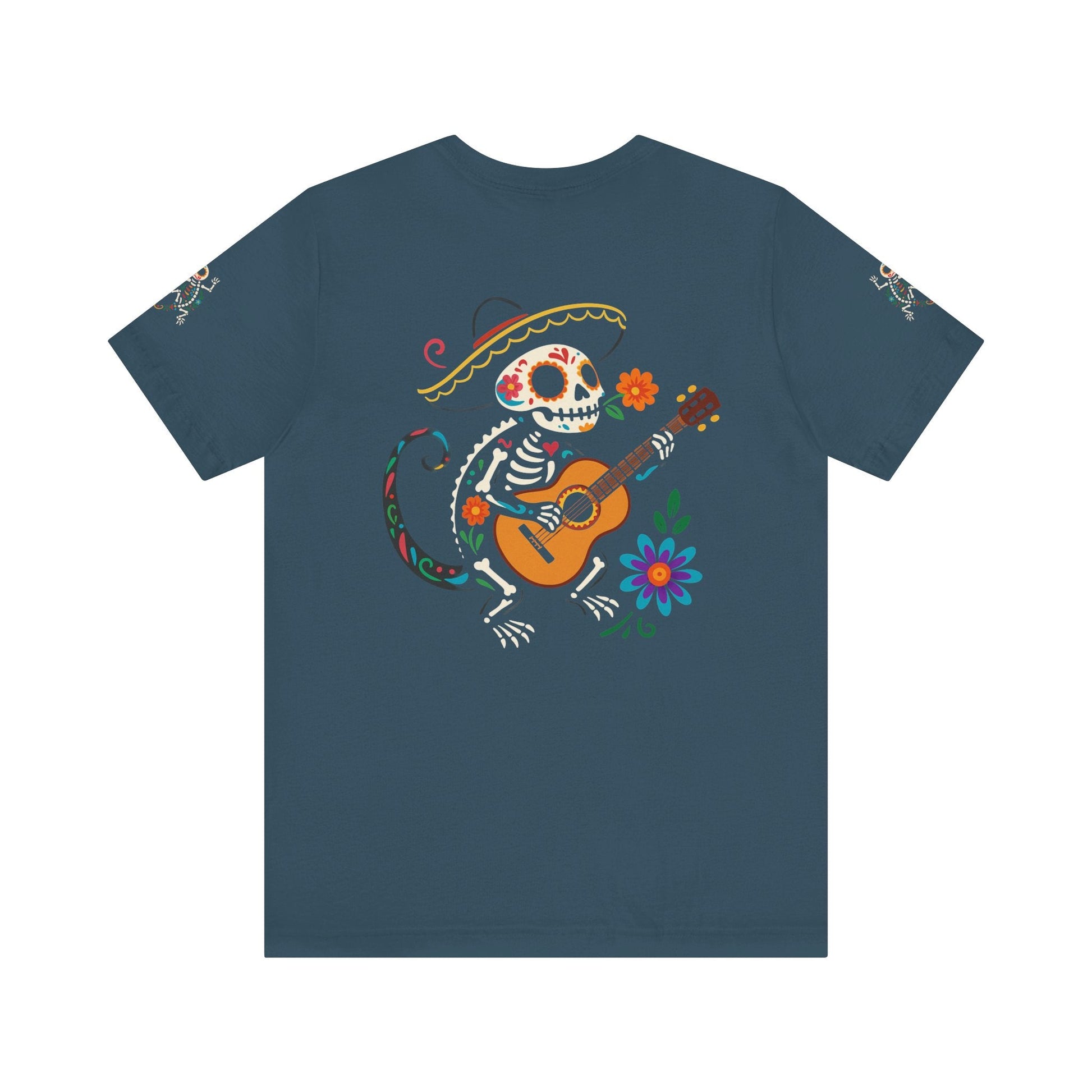 Mariachi Lizard Skeleton Tee – Day of the Dead Vibes | Halloween Graphic Shirt – Oxblood Black T-Shirt for artsy apparel (42 view)