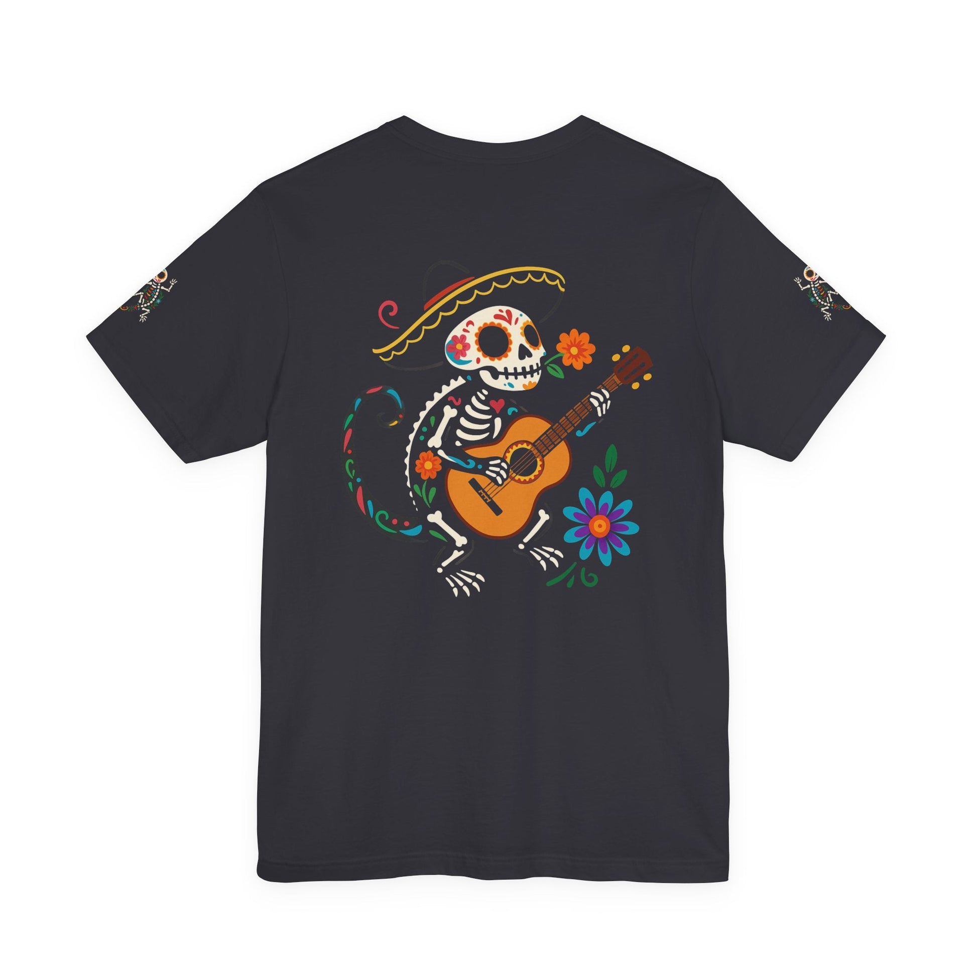 Mariachi Lizard Skeleton Tee – Day of the Dead Vibes | Halloween Graphic Shirt – Oxblood Black T-Shirt for artsy apparel (24 view)