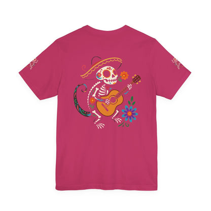 Mariachi Lizard Skeleton Tee – Day of the Dead Vibes | Halloween Graphic Shirt – Oxblood Black T-Shirt for artsy apparel (59 view)