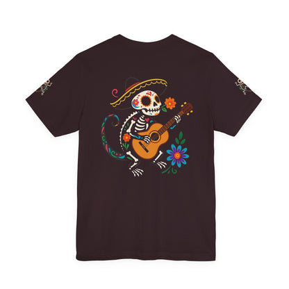 Mariachi Lizard Skeleton Tee – Day of the Dead Vibes | Halloween Graphic Shirt – Oxblood Black T-Shirt for artsy apparel (64 view)