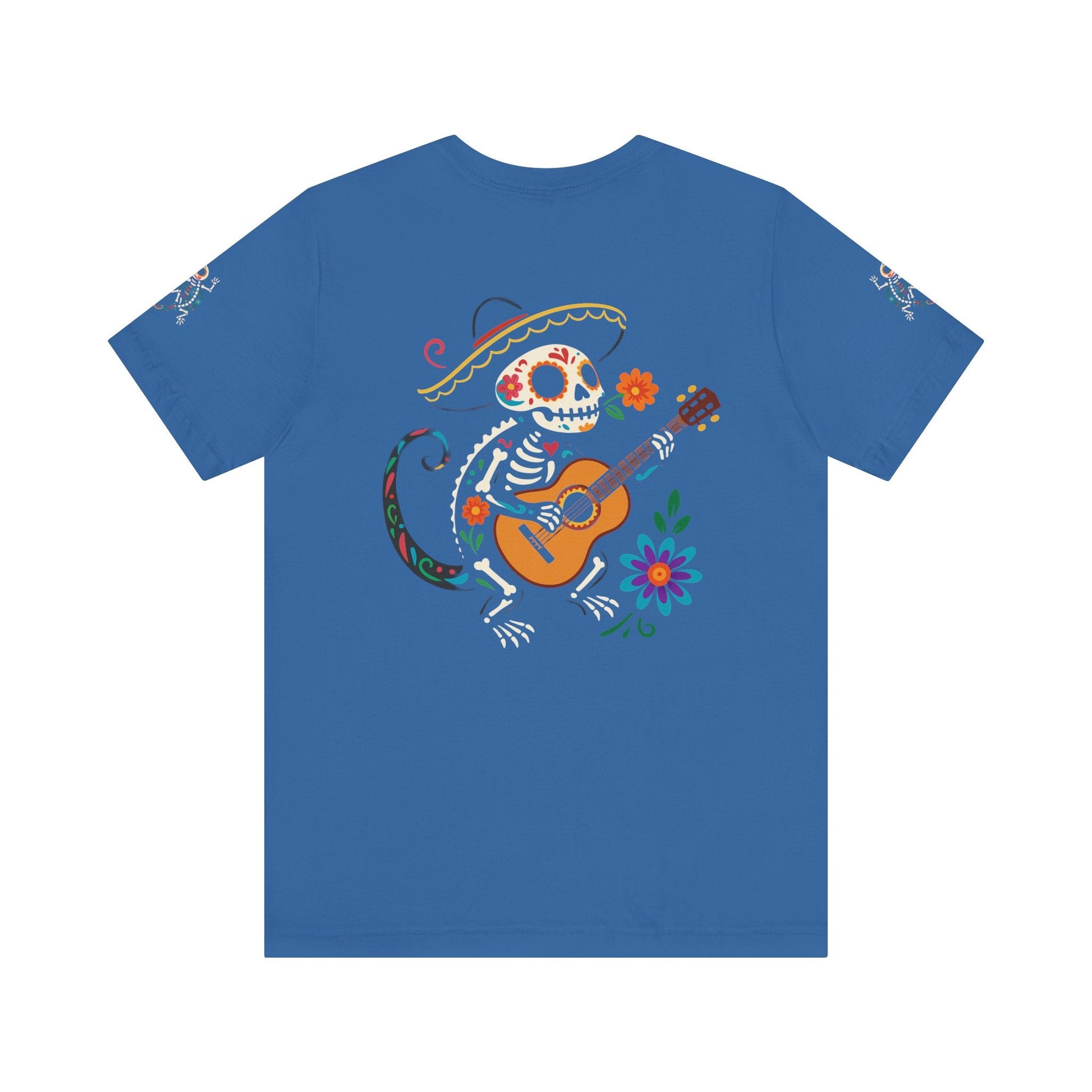 Mariachi Lizard Skeleton Tee – Day of the Dead Vibes | Halloween Graphic Shirt – Oxblood Black T-Shirt by Printify