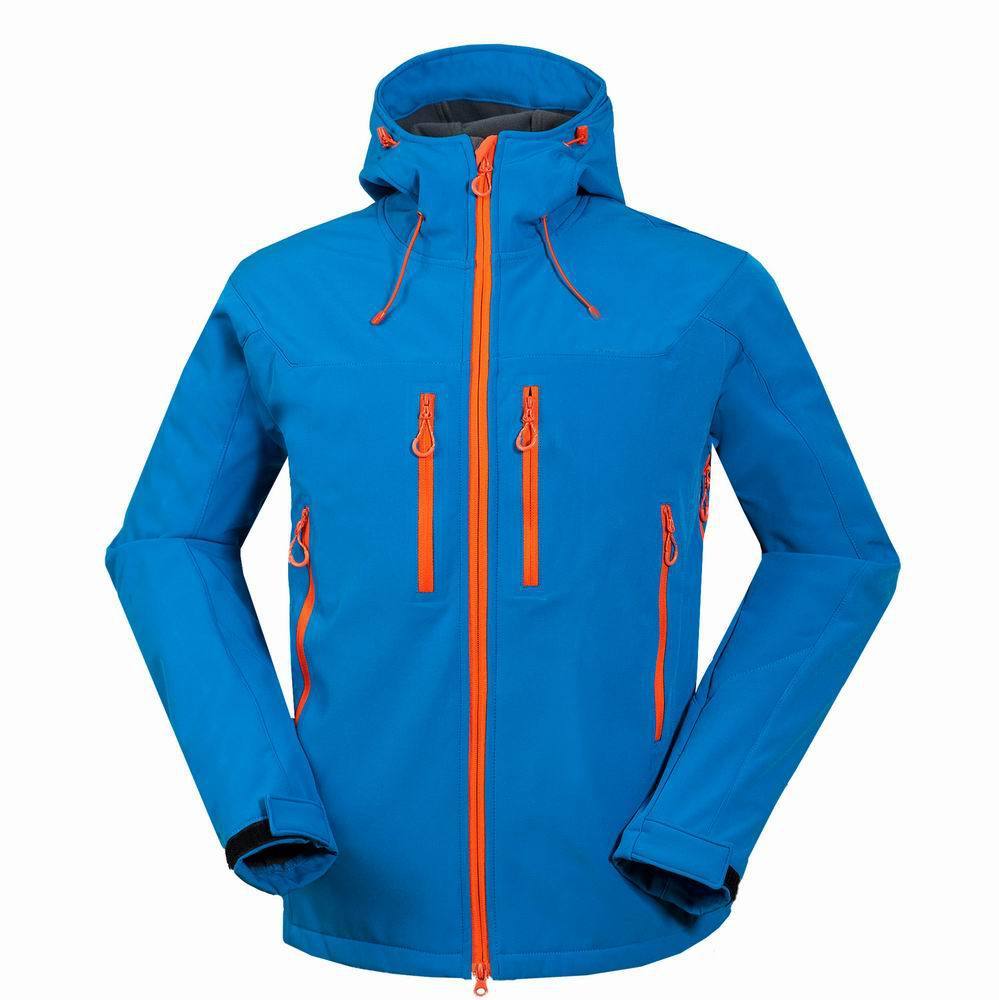 Men’s Soft Shell Outdoor Jacket – Windproof, Water - Resistant Hiking Coat with Hood – Blue Coats & Jackets for Apparel and Accessories (8 view)