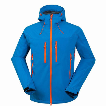 Men’s Soft Shell Outdoor Jacket – Windproof, Water - Resistant Hiking Coat with Hood – Blue Coats & Jackets for Apparel and Accessories (8 view)