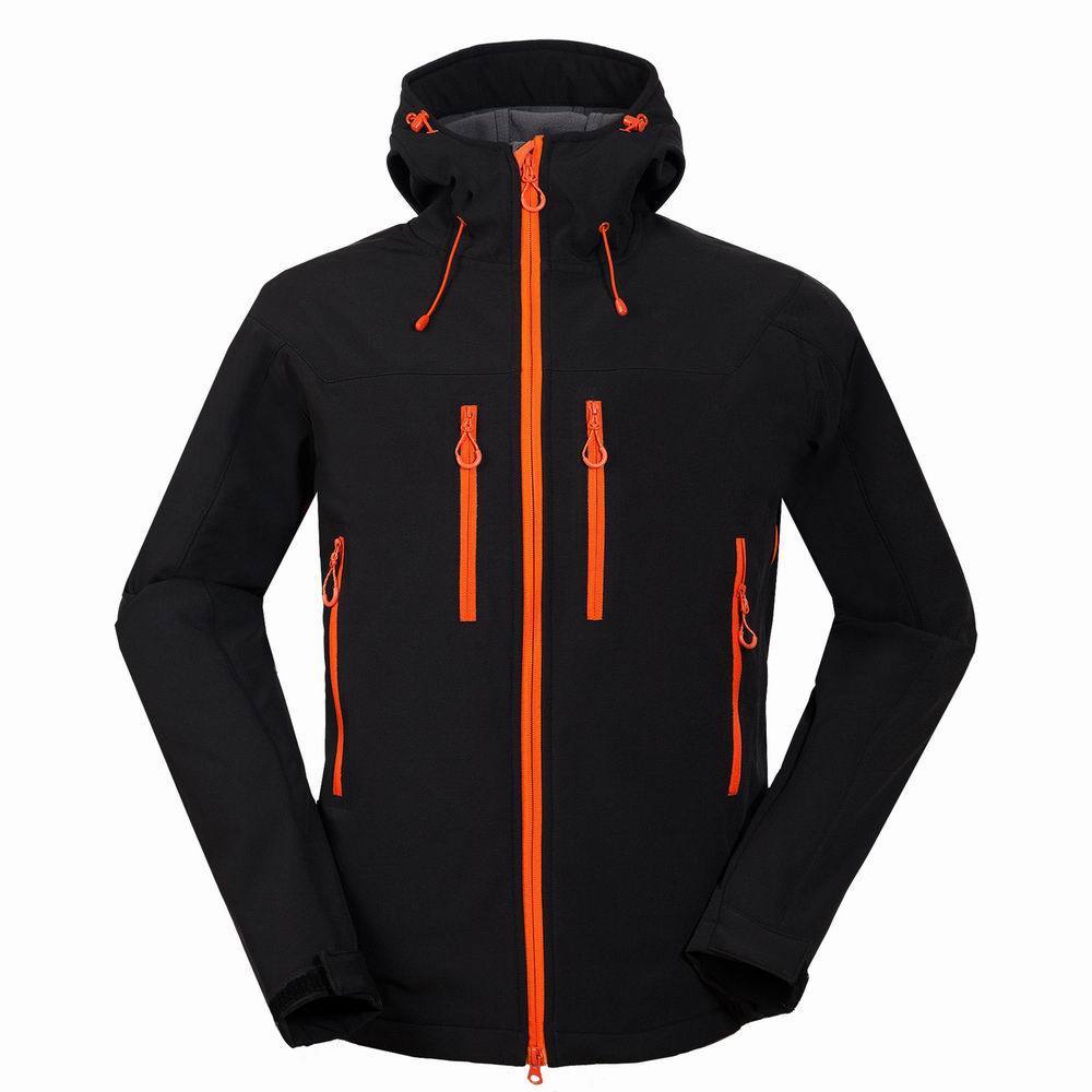 Men’s Soft Shell Outdoor Jacket – Windproof, Water - Resistant Hiking Coat with Hood – Black Coats & Jackets for Apparel and Accessories (1 view)