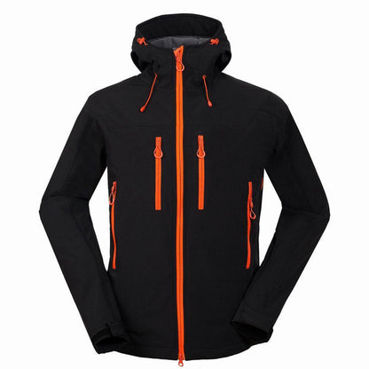 Men’s Soft Shell Outdoor Jacket – Windproof, Water - Resistant Hiking Coat with Hood – Black Coats & Jackets for Apparel and Accessories (3 view)