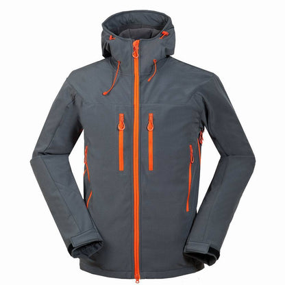 Men’s Soft Shell Outdoor Jacket – Windproof, Water - Resistant Hiking Coat with Hood – Black Coats & Jackets for Apparel and Accessories (5 view)