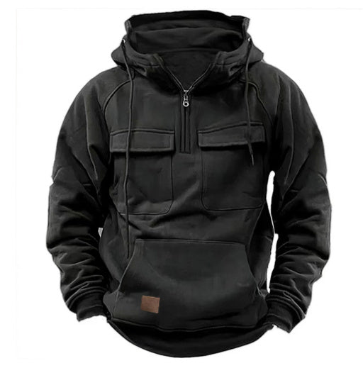 Men’s Zip - Up Hoodie – Warm Everyday Layer | Hoodies – Black Hoodie for Drawstring Hood (7 view)