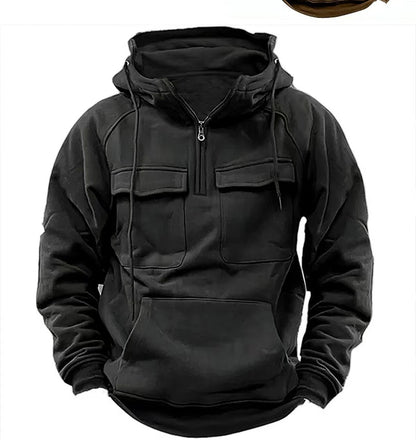 Men’s Zip - Up Hoodie – Warm Everyday Layer | Hoodies – Army Green Hoodie for Drawstring Hood (4 view)