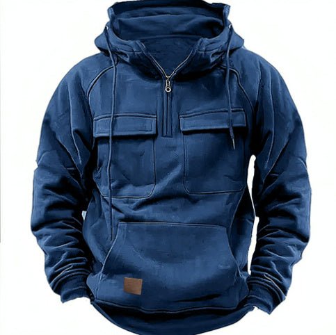 Men’s Zip - Up Hoodie – Warm Everyday Layer | Hoodies – Navy Blue Hoodie for Drawstring Hood (10 view)