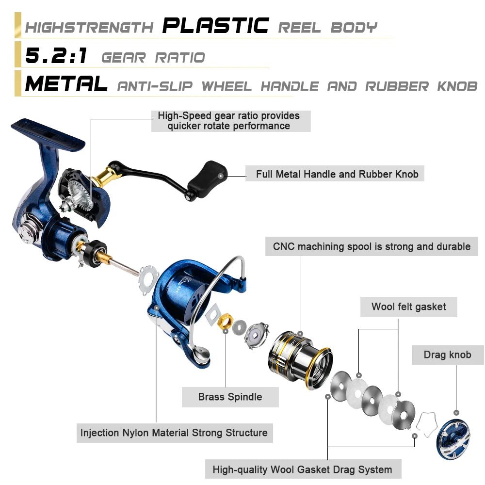 Metal Spinning Fishing Reel – 5.2:1 Gear Ratio, Baitcasting & Ocean Boat Ready | Fishing Gear – LC2000 for ExtendedShip (4 view)