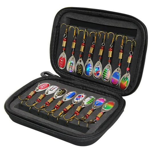 Metal Spoon & Spinner Lure Set (16pcs) + Compact Carry Bag – 3.7g Copper Blades | Lures – Black Fishing Gear for Accessories (1 view)