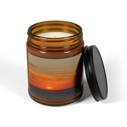 Molten Horizon – Fiery Sunset Ocean Candle with Photo Label | Bold & Cozy Scented Jar Candle – 9oz Home Decor for amber jar candle (6 view)