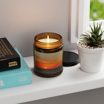 Molten Horizon – Fiery Sunset Ocean Candle with Photo Label | Bold & Cozy Scented Jar Candle – 9oz Home Decor for amber jar candle (8 view)