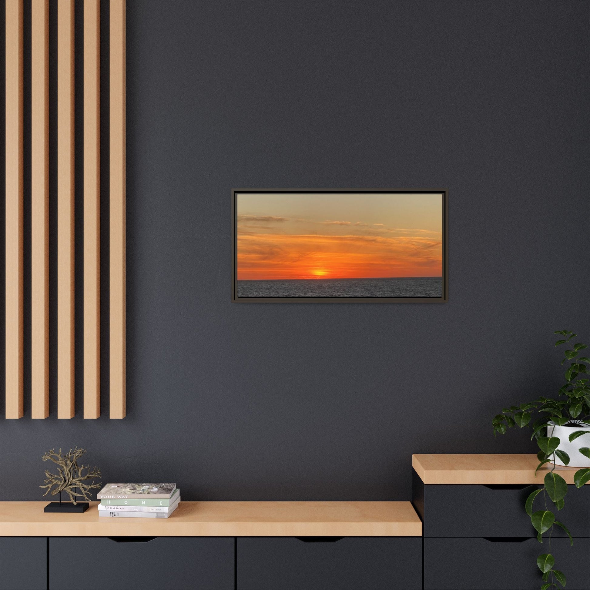 Molten Sunset Over Ocean Canvas Print – Fiery Horizon Photography | Bold Coastal Wall Art – 60" x 40" (Horizontal) Canvas for Art for Decor (128 view)