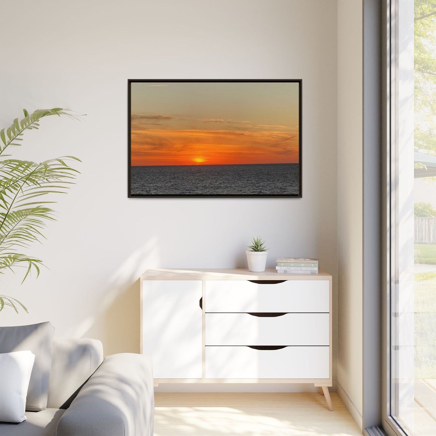Molten Sunset Over Ocean Canvas Print – Fiery Horizon Photography | Bold Coastal Wall Art – 60" x 40" (Horizontal) Canvas for Art for Decor (58 view)