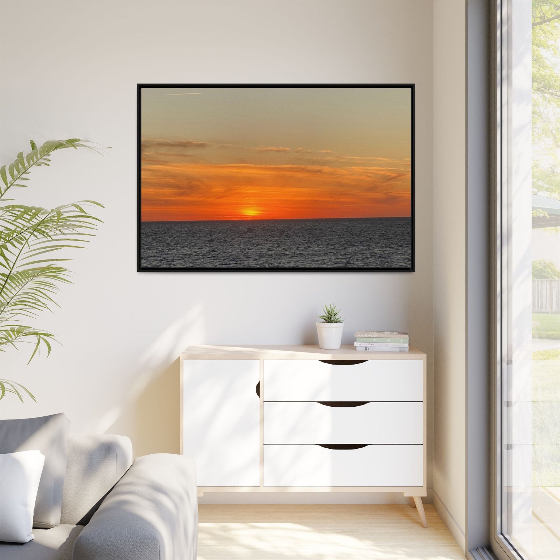 Molten Sunset Over Ocean Canvas Print – Fiery Horizon Photography | Bold Coastal Wall Art – 18″ x 12″ (Horizontal) Canvas for Art for Decor (133 view)