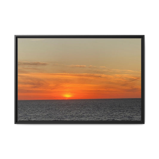 Molten Sunset Over Ocean Canvas Print – Fiery Horizon Photography | Bold Coastal Wall Art – 36" x 24" (Horizontal) Canvas for Art for Decor (2 view)
