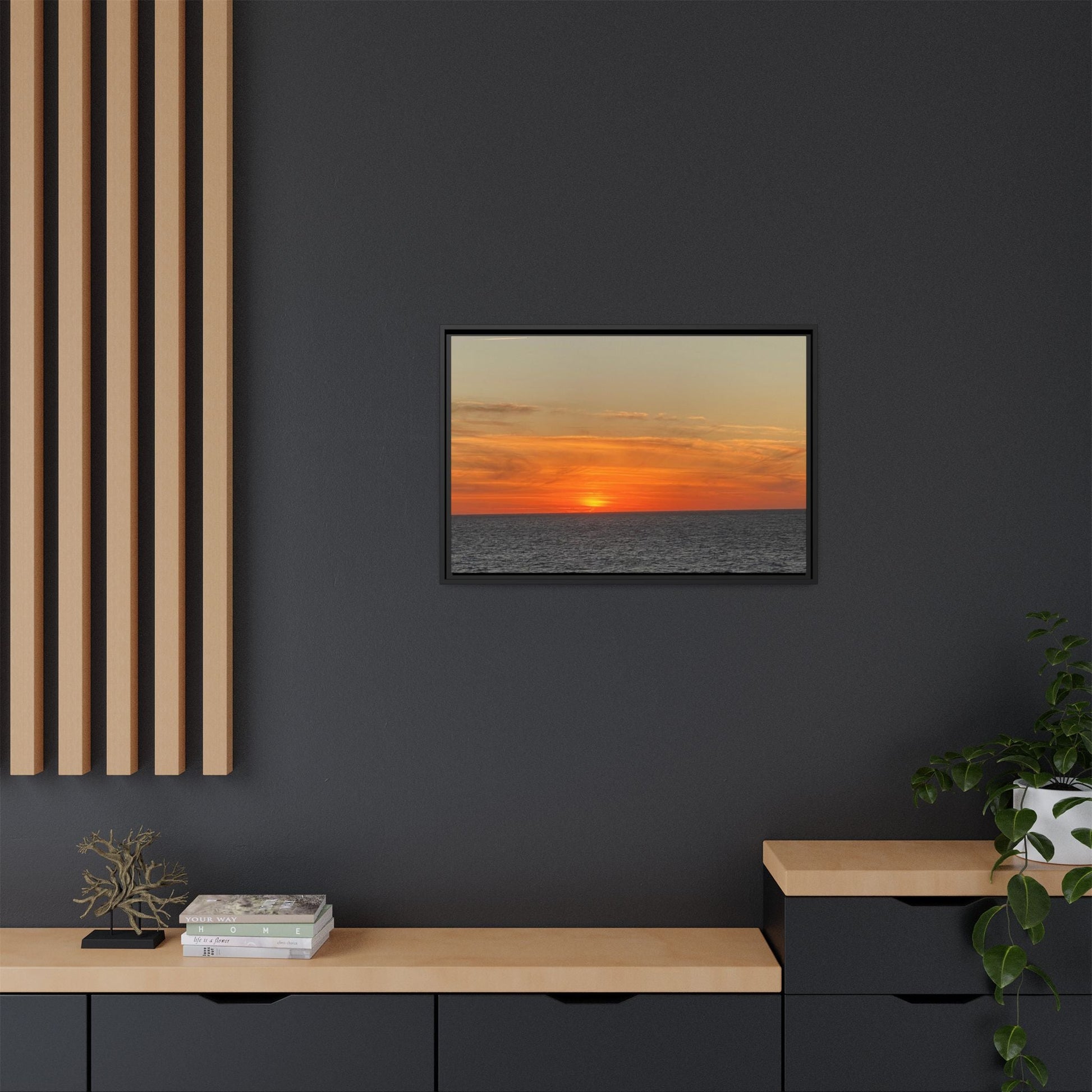 Molten Sunset Over Ocean Canvas Print – Fiery Horizon Photography | Bold Coastal Wall Art – 60" x 40" (Horizontal) Canvas for Art for Decor (38 view)