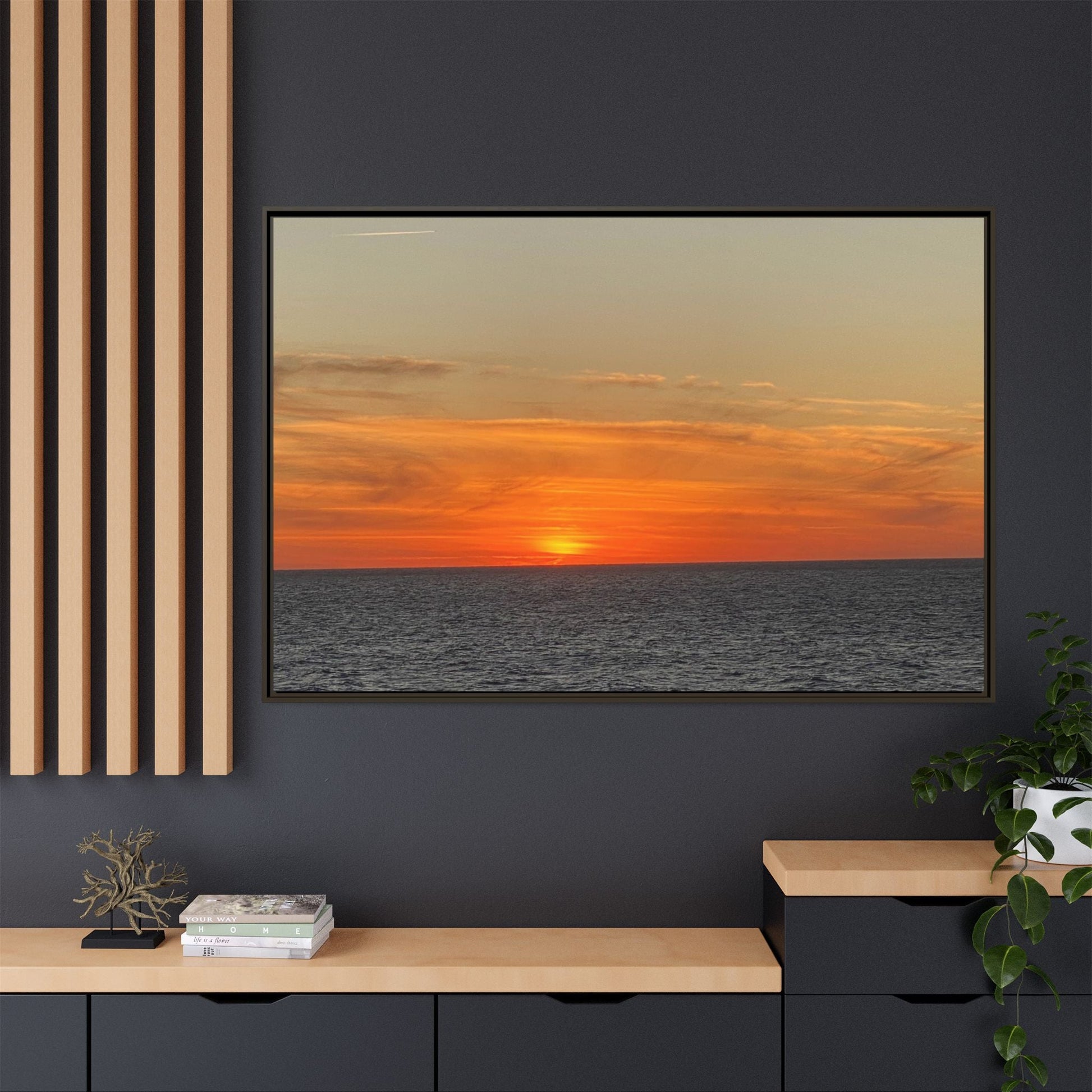 Molten Sunset Over Ocean Canvas Print – Fiery Horizon Photography | Bold Coastal Wall Art – 18″ x 12″ (Horizontal) Canvas for Art for Decor (137 view)