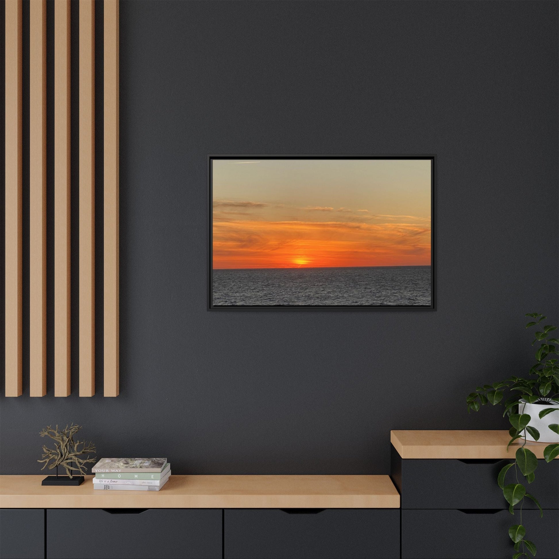 Molten Sunset Over Ocean Canvas Print – Fiery Horizon Photography | Bold Coastal Wall Art – 60" x 40" (Horizontal) Canvas for Art for Decor (41 view)