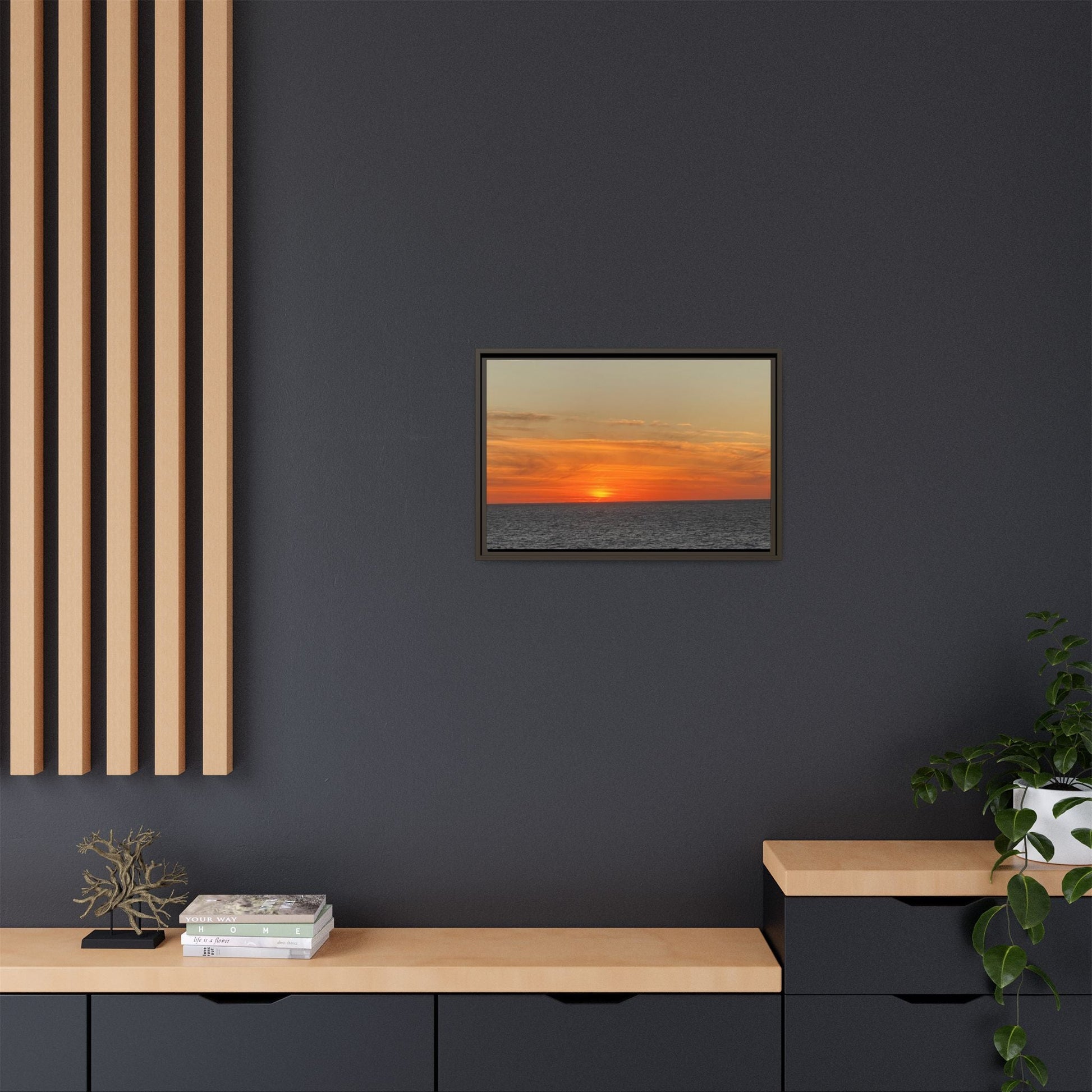 Molten Sunset Over Ocean Canvas Print – Fiery Horizon Photography | Bold Coastal Wall Art – 60" x 40" (Horizontal) Canvas for Art for Decor (77 view)