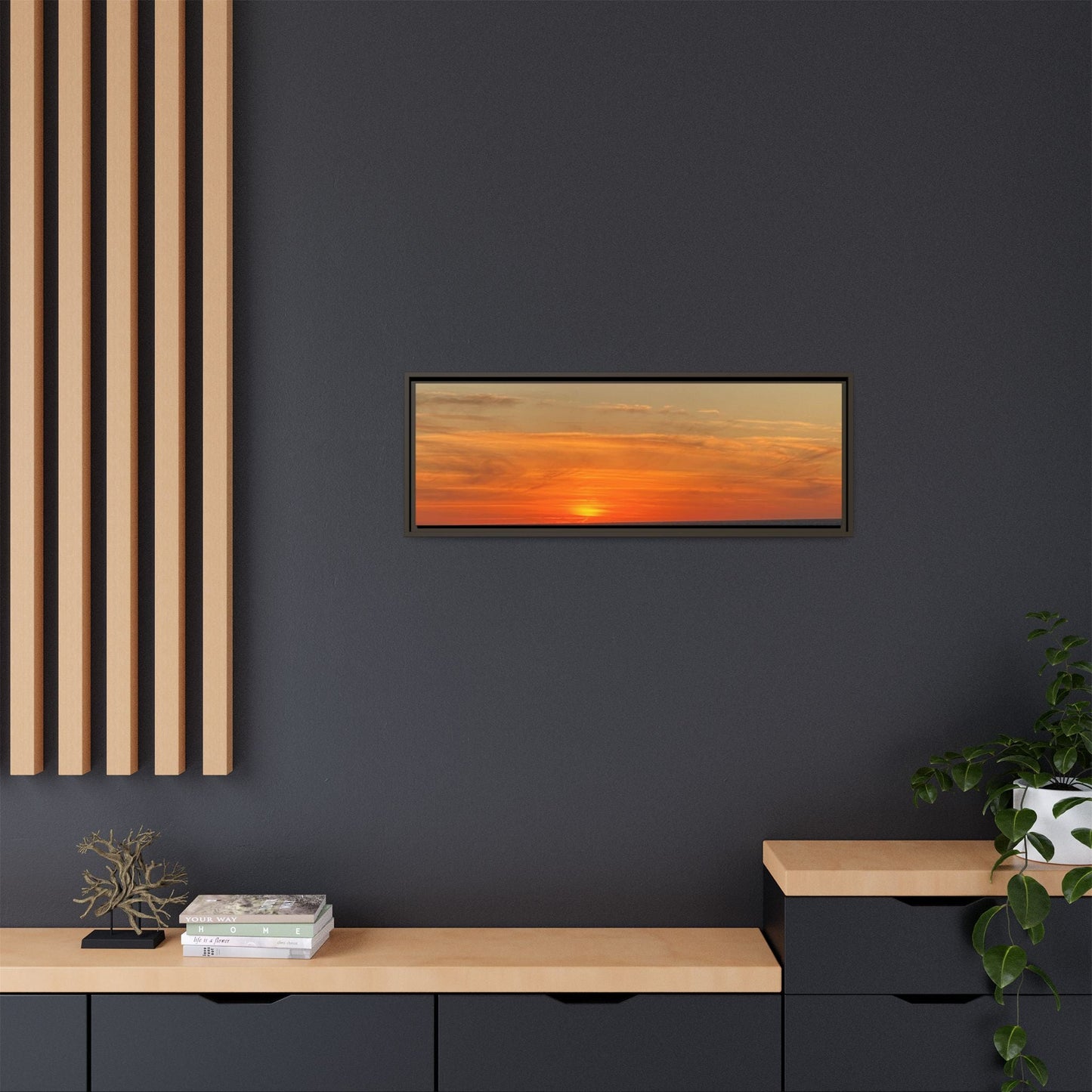 Molten Sunset Over Ocean Canvas Print – Fiery Horizon Photography | Bold Coastal Wall Art – 60" x 40" (Horizontal) Canvas for Art for Decor (86 view)