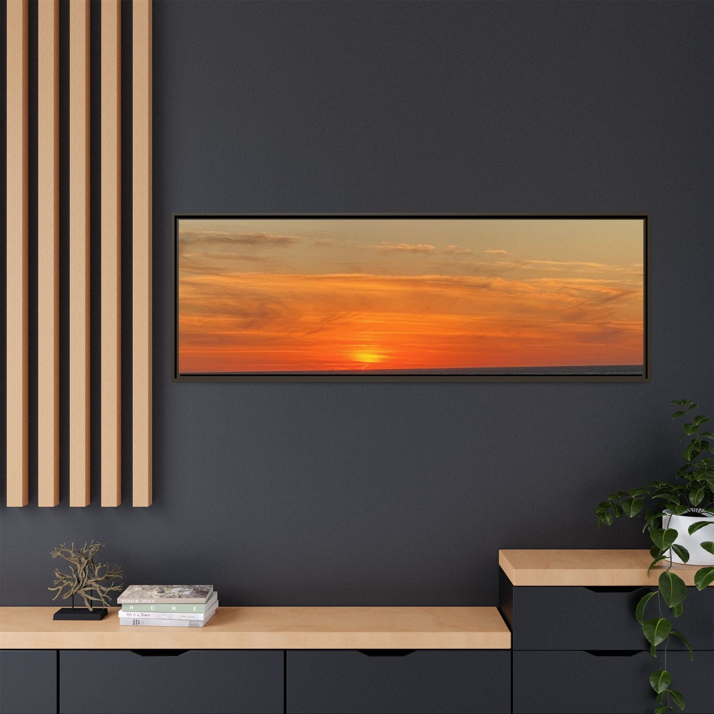 Molten Sunset Over Ocean Canvas Print – Fiery Horizon Photography | Bold Coastal Wall Art – 60" x 40" (Horizontal) Canvas by Printify