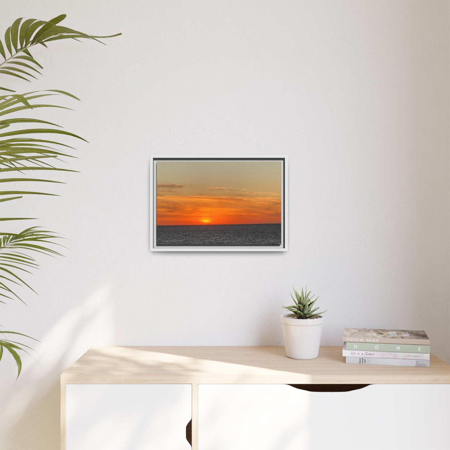 Molten Sunset Over Ocean Canvas Print – Fiery Horizon Photography | Bold Coastal Wall Art – 60" x 40" (Horizontal) Canvas for Art for Decor (70 view)
