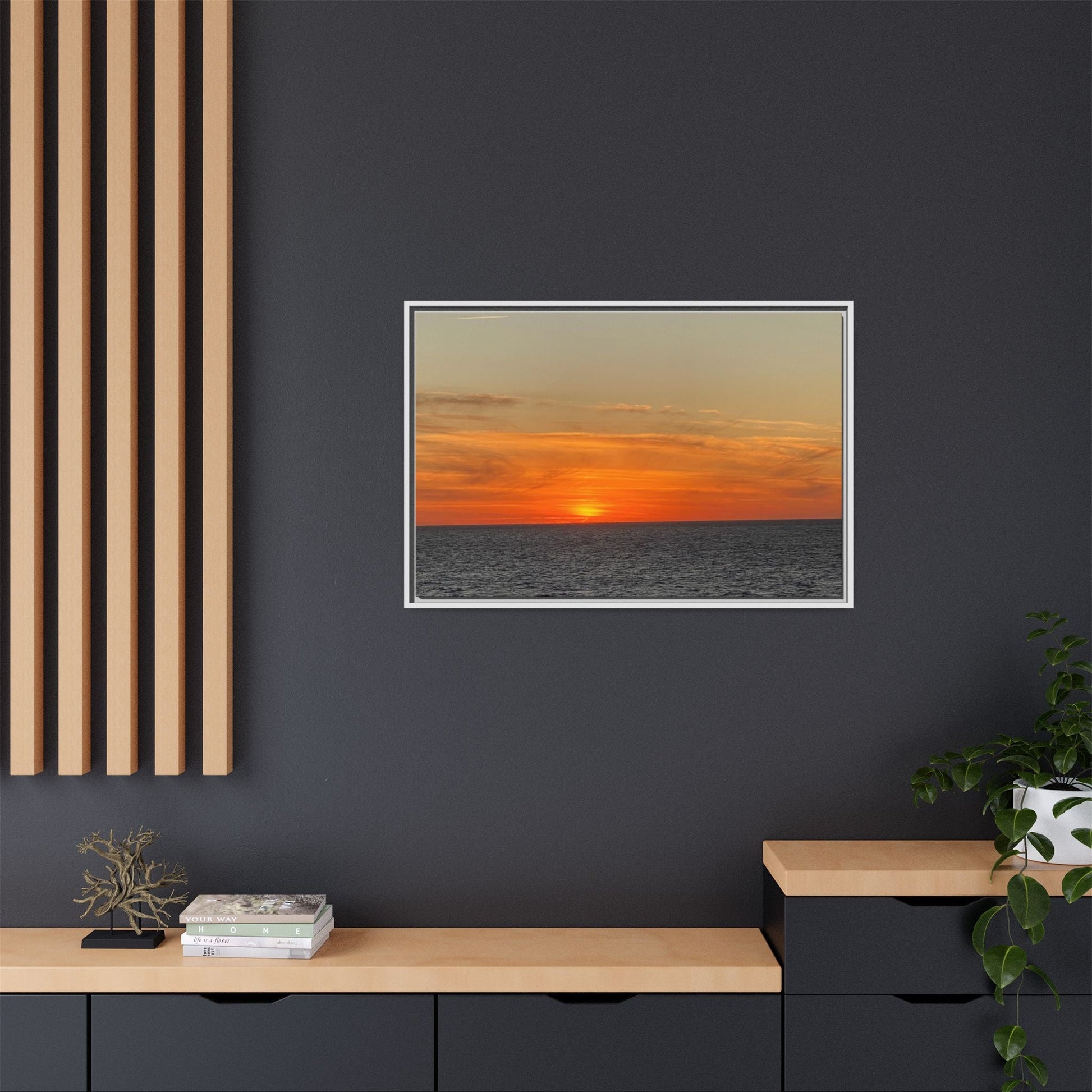 Molten Sunset Over Ocean Canvas Print – Fiery Horizon Photography | Bold Coastal Wall Art – 60" x 40" (Horizontal) Canvas for Art for Decor (56 view)