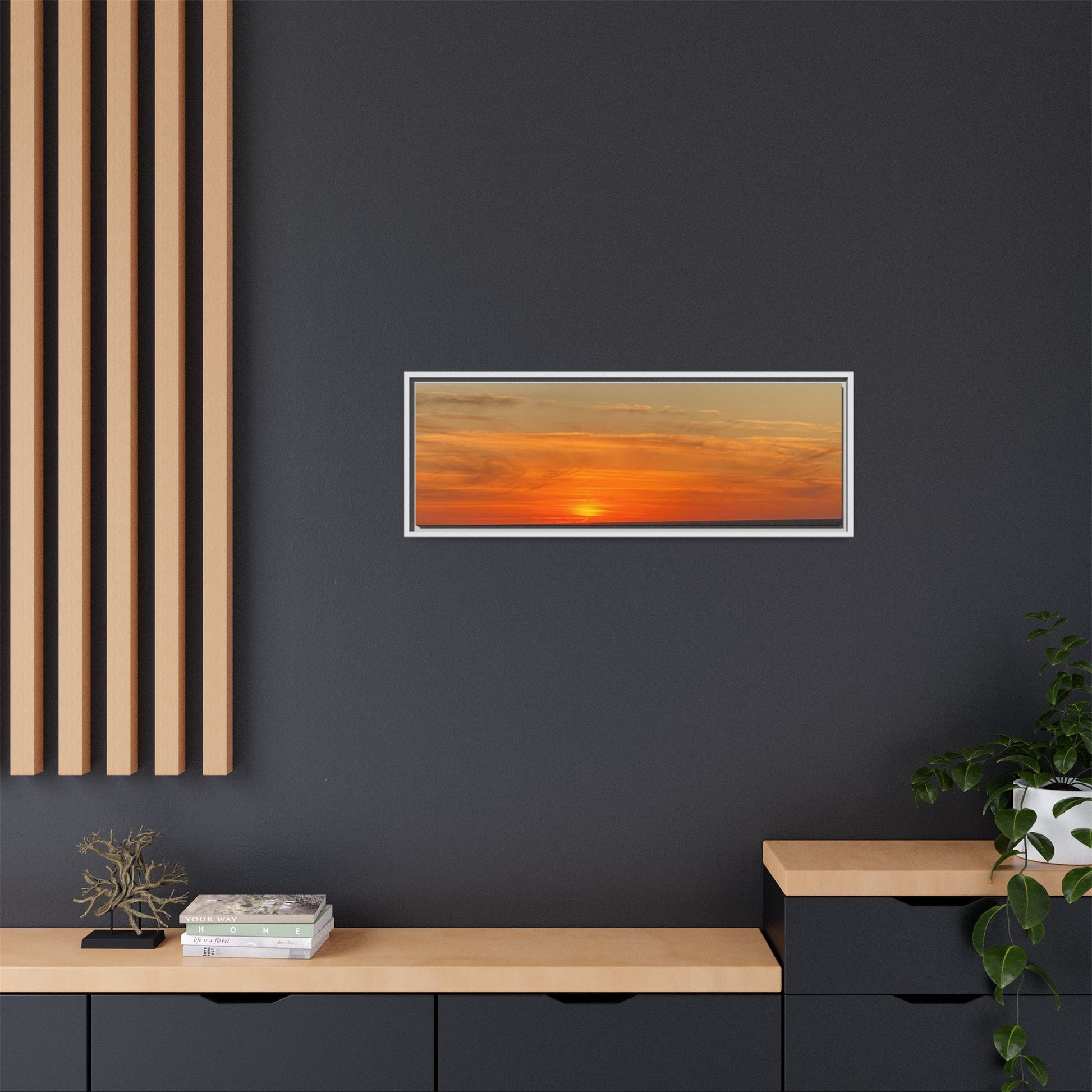 Molten Sunset Over Ocean Canvas Print – Fiery Horizon Photography | Bold Coastal Wall Art – 60" x 40" (Horizontal) Canvas for Art for Decor (89 view)