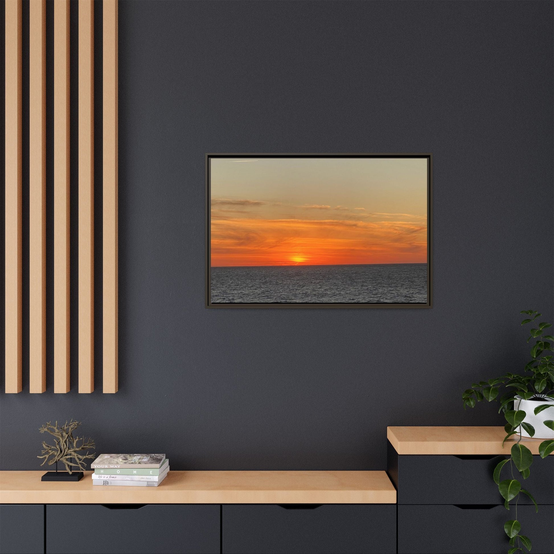Molten Sunset Over Ocean Canvas Print – Fiery Horizon Photography | Bold Coastal Wall Art – 60" x 40" (Horizontal) Canvas for Art for Decor (53 view)