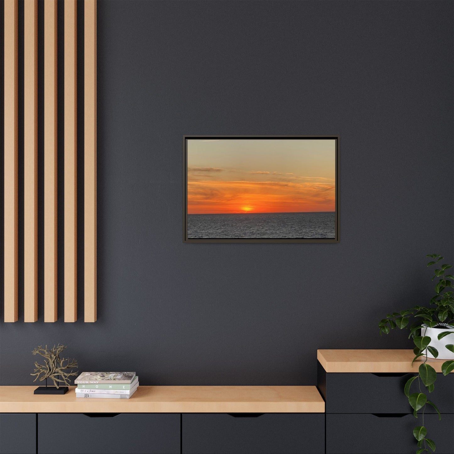 Molten Sunset Over Ocean Canvas Print – Fiery Horizon Photography | Bold Coastal Wall Art – 60" x 40" (Horizontal) Canvas for Art for Decor (47 view)