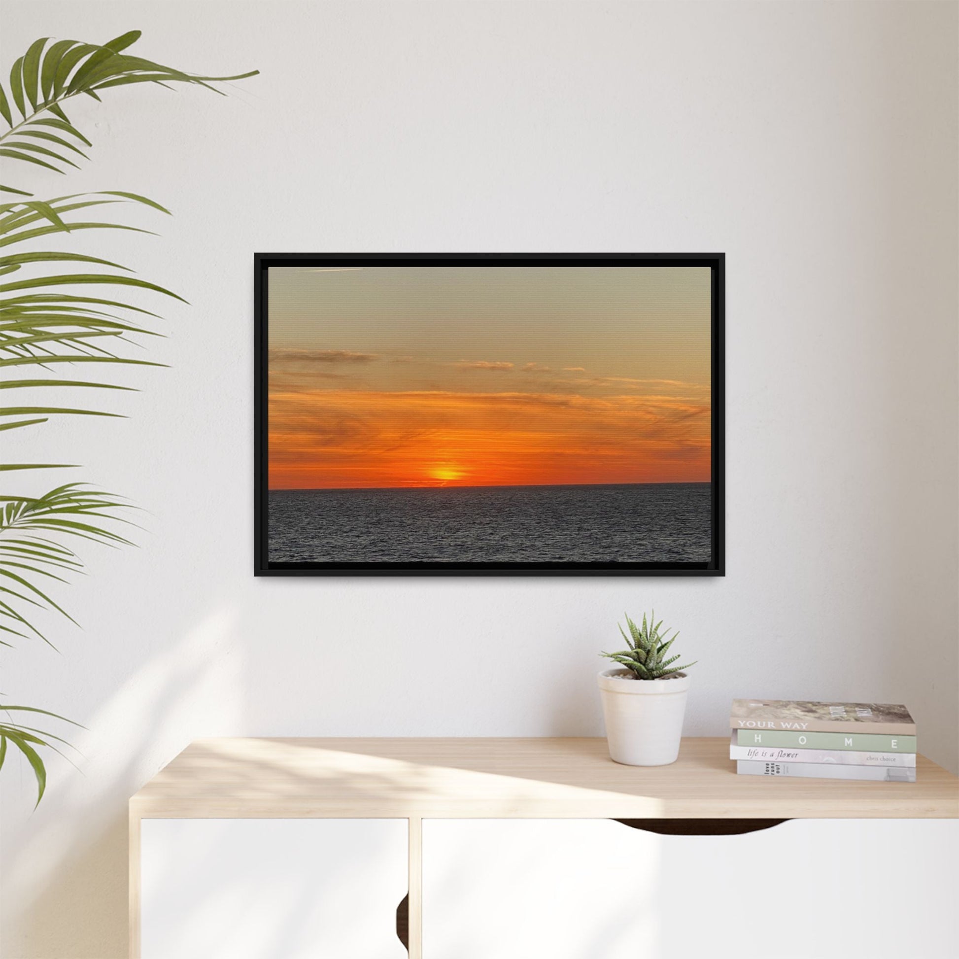 Molten Sunset Over Ocean Canvas Print – Fiery Horizon Photography | Bold Coastal Wall Art – 60" x 40" (Horizontal) Canvas for Art for Decor (37 view)