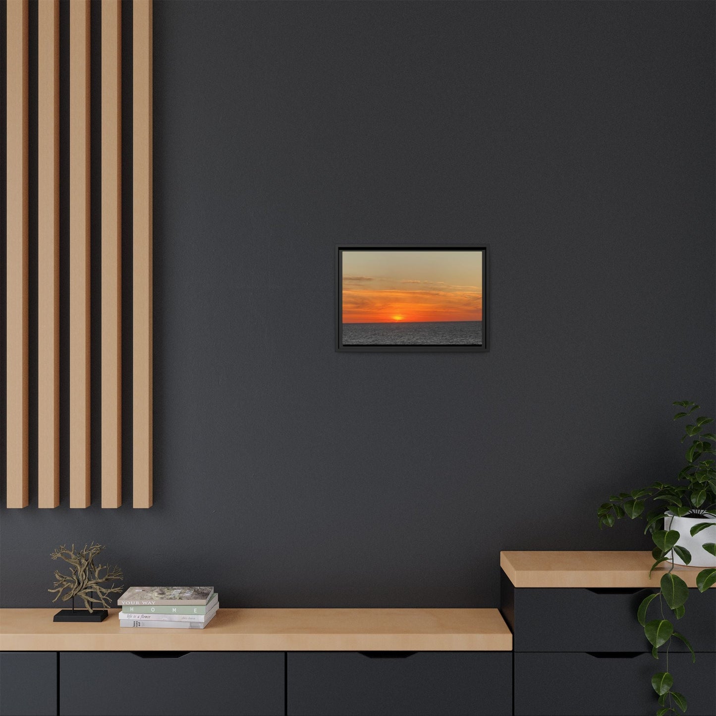 Molten Sunset Over Ocean Canvas Print – Fiery Horizon Photography | Bold Coastal Wall Art – 60" x 40" (Horizontal) Canvas by Printify