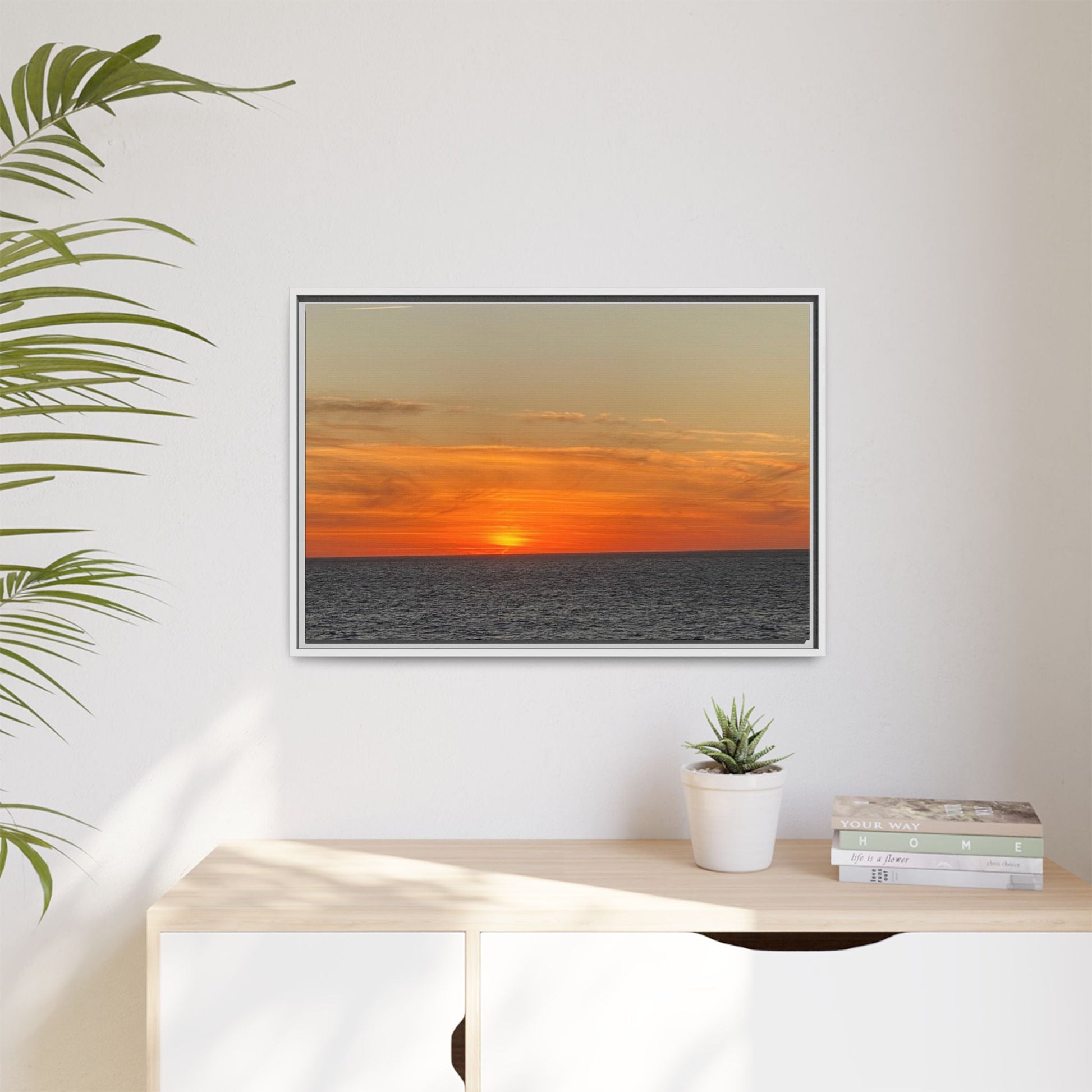 Molten Sunset Over Ocean Canvas Print – Fiery Horizon Photography | Bold Coastal Wall Art – 60" x 40" (Horizontal) Canvas for Art for Decor (49 view)