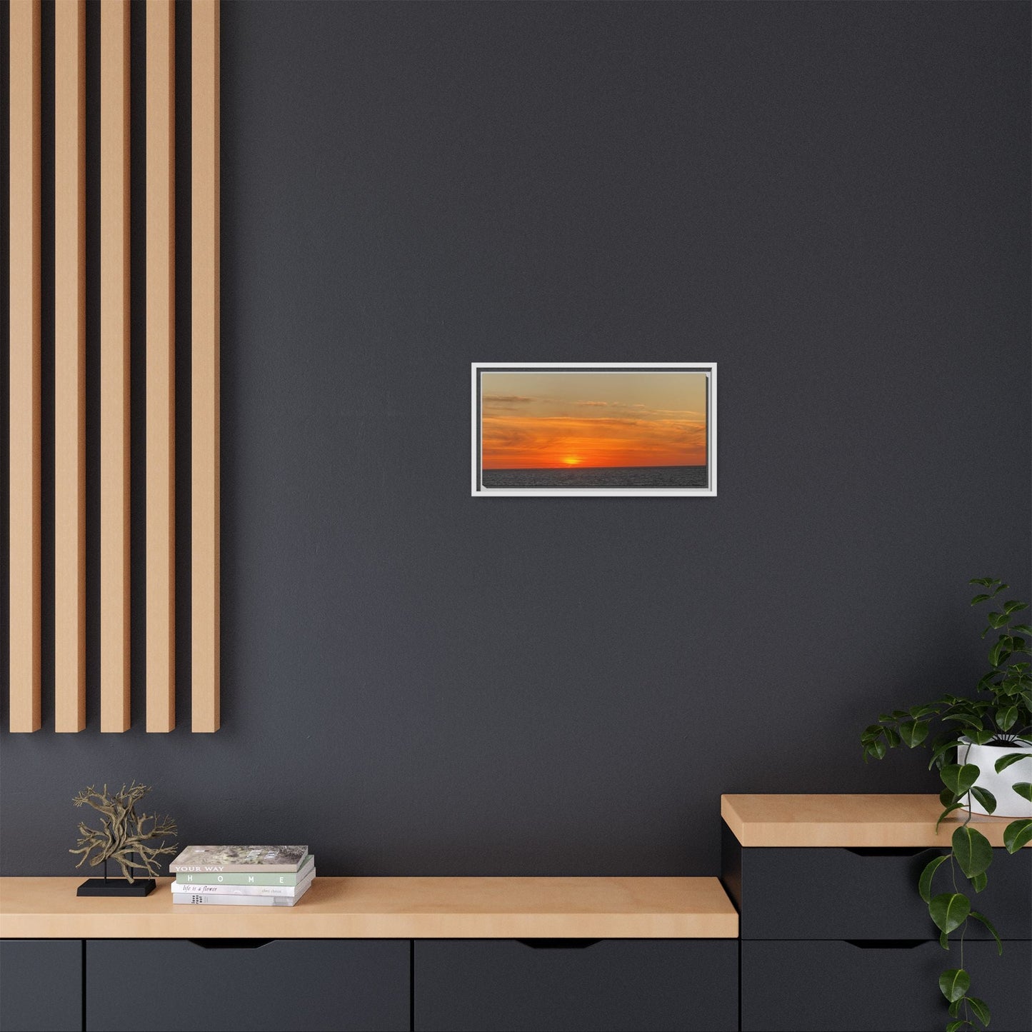 Molten Sunset Over Ocean Canvas Print – Fiery Horizon Photography | Bold Coastal Wall Art – 60" x 40" (Horizontal) Canvas for Art for Decor (98 view)