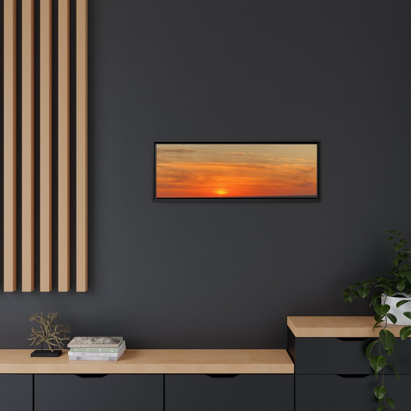 Molten Sunset Over Ocean Canvas Print – Fiery Horizon Photography | Bold Coastal Wall Art – 60" x 40" (Horizontal) Canvas for Art for Decor (83 view)