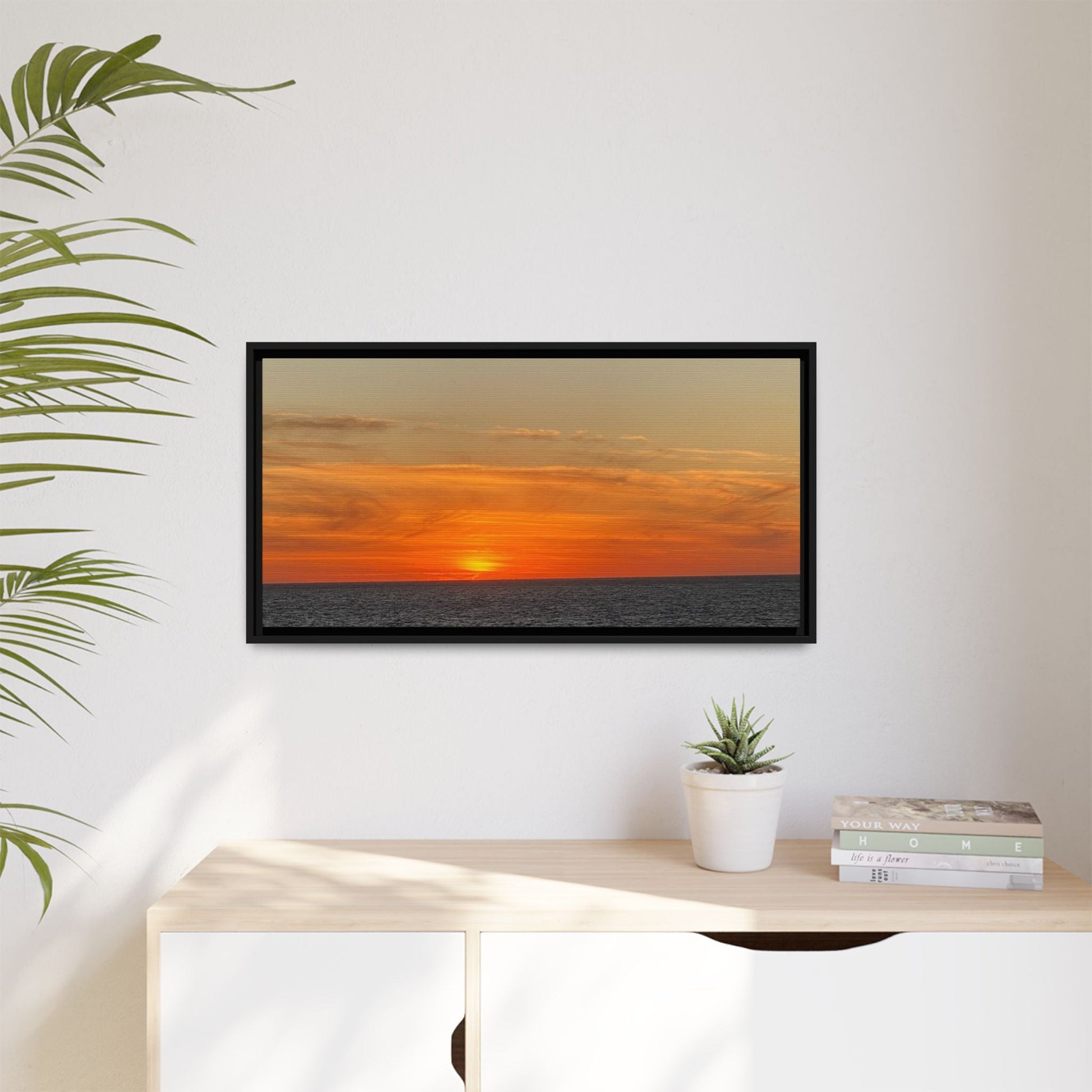 Molten Sunset Over Ocean Canvas Print – Fiery Horizon Photography | Bold Coastal Wall Art – 60" x 40" (Horizontal) Canvas for Art for Decor (124 view)