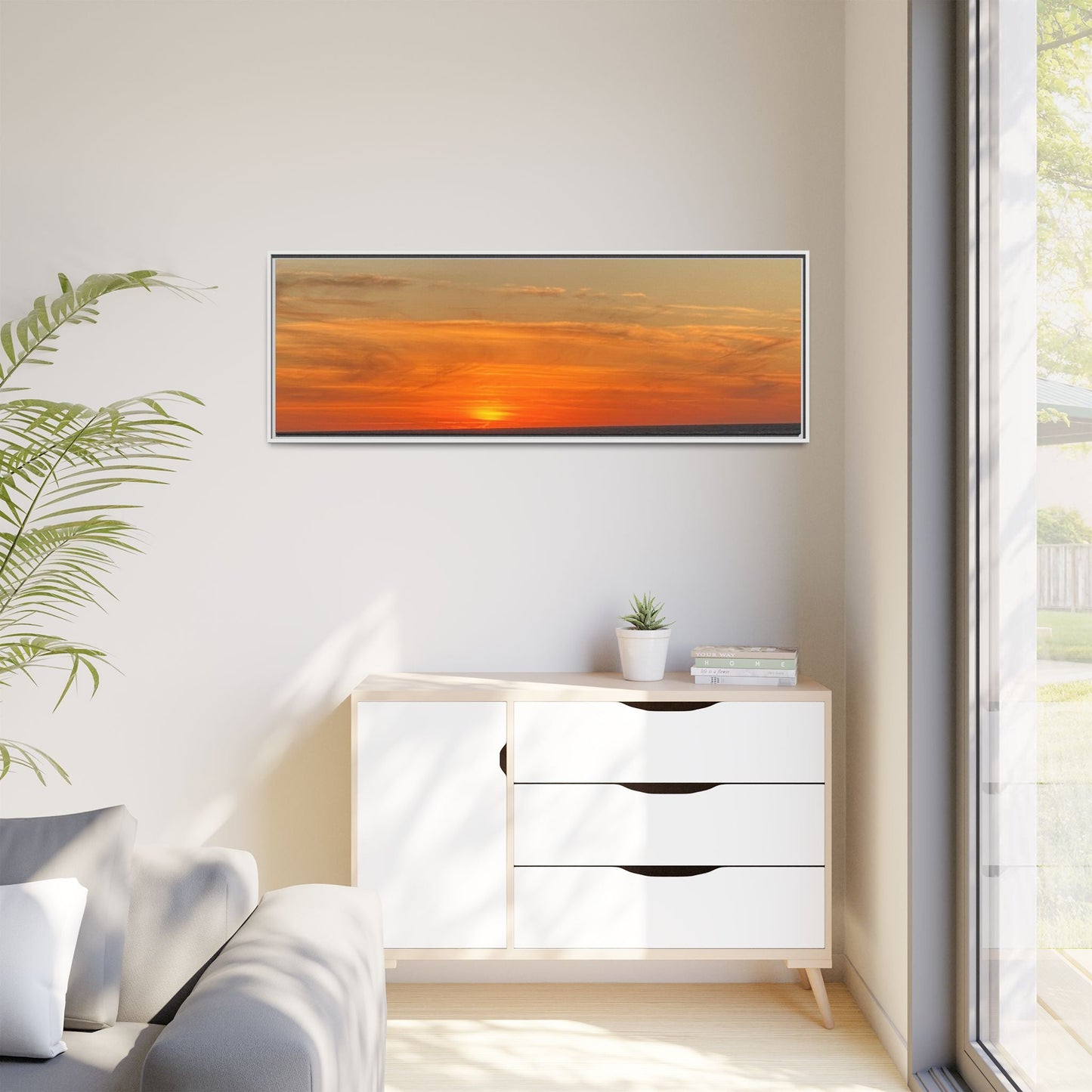 Molten Sunset Over Ocean Canvas Print – Fiery Horizon Photography | Bold Coastal Wall Art – 60" x 40" (Horizontal) Canvas for Art for Decor (112 view)