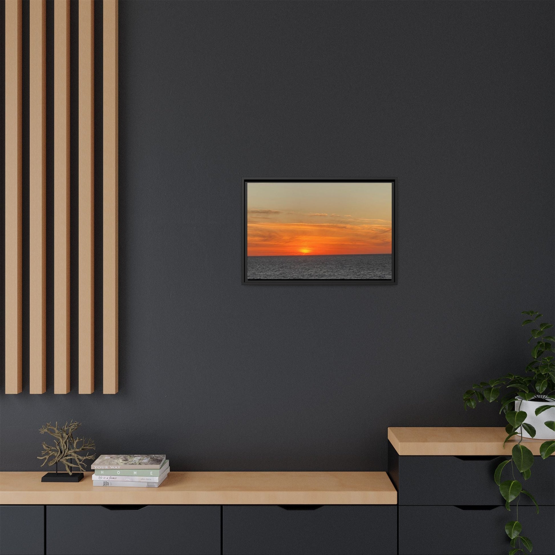 Molten Sunset Over Ocean Canvas Print – Fiery Horizon Photography | Bold Coastal Wall Art – 60" x 40" (Horizontal) Canvas for Art for Decor (74 view)